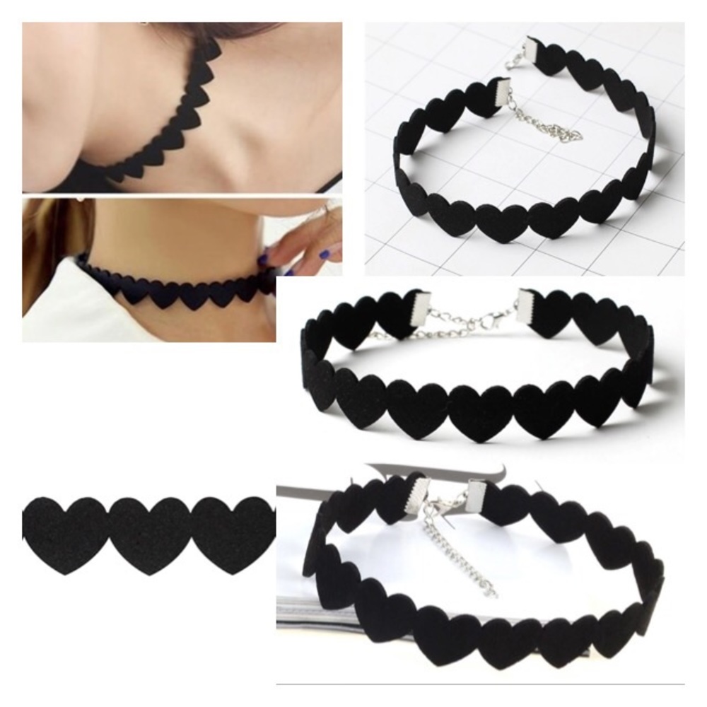 ๐๐๐ฒFIRM๐โBUNDLE 4 DISCOUNT BLACK HEART๐คCHOKER - Picture 1 of 3